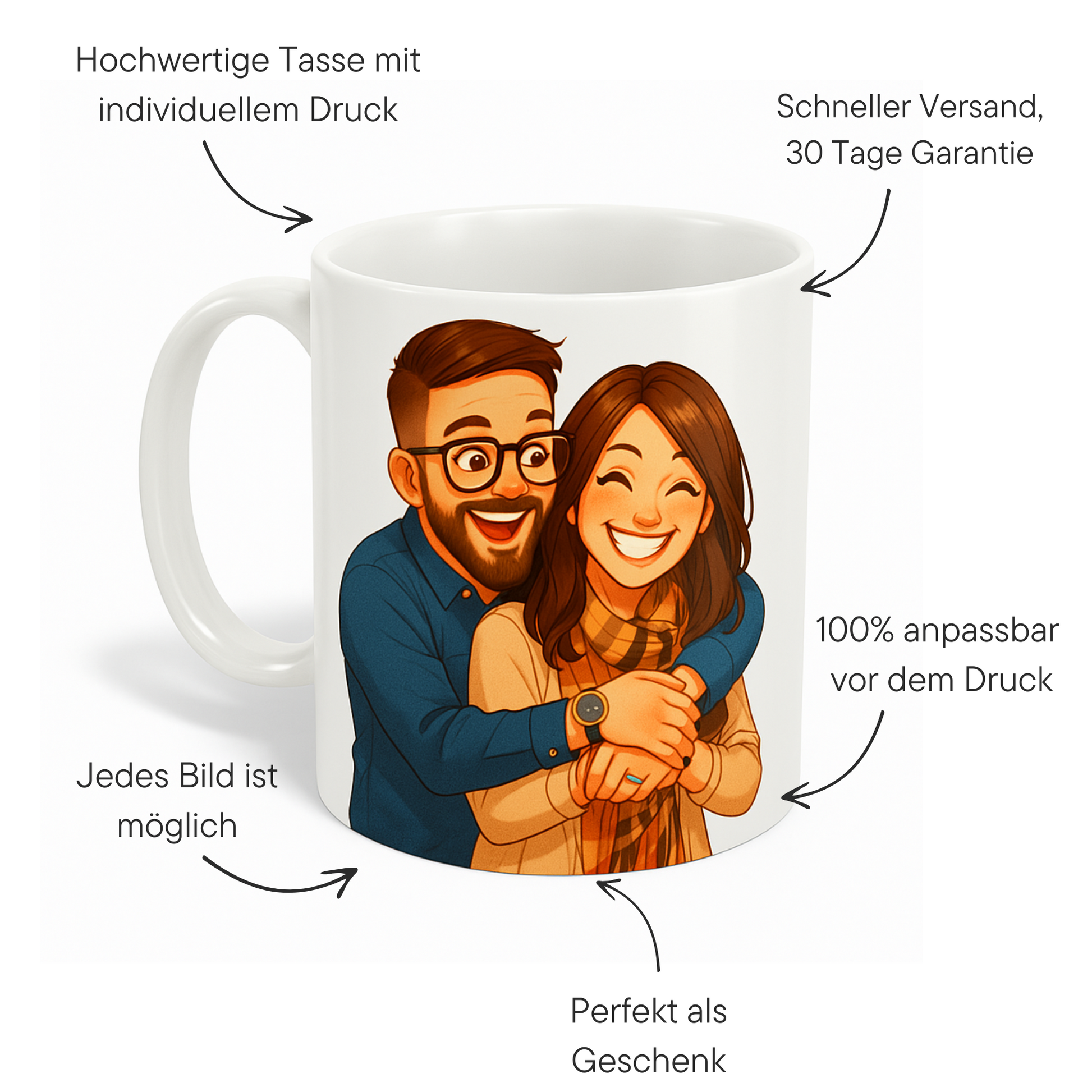 Personalisierte Premium Tasse mit Druckmotiv